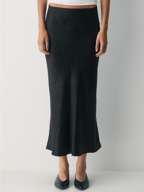 Aritzia Black Satin Maxi Skirt